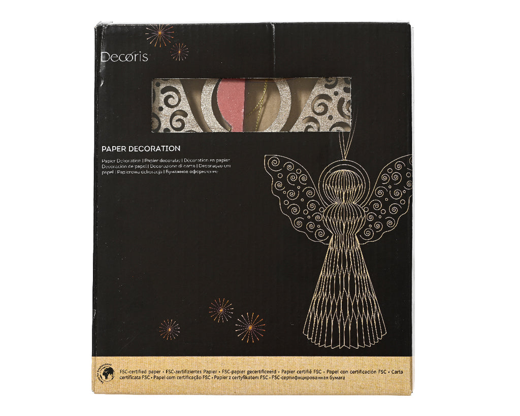 Burgundy paper angel hanging dec