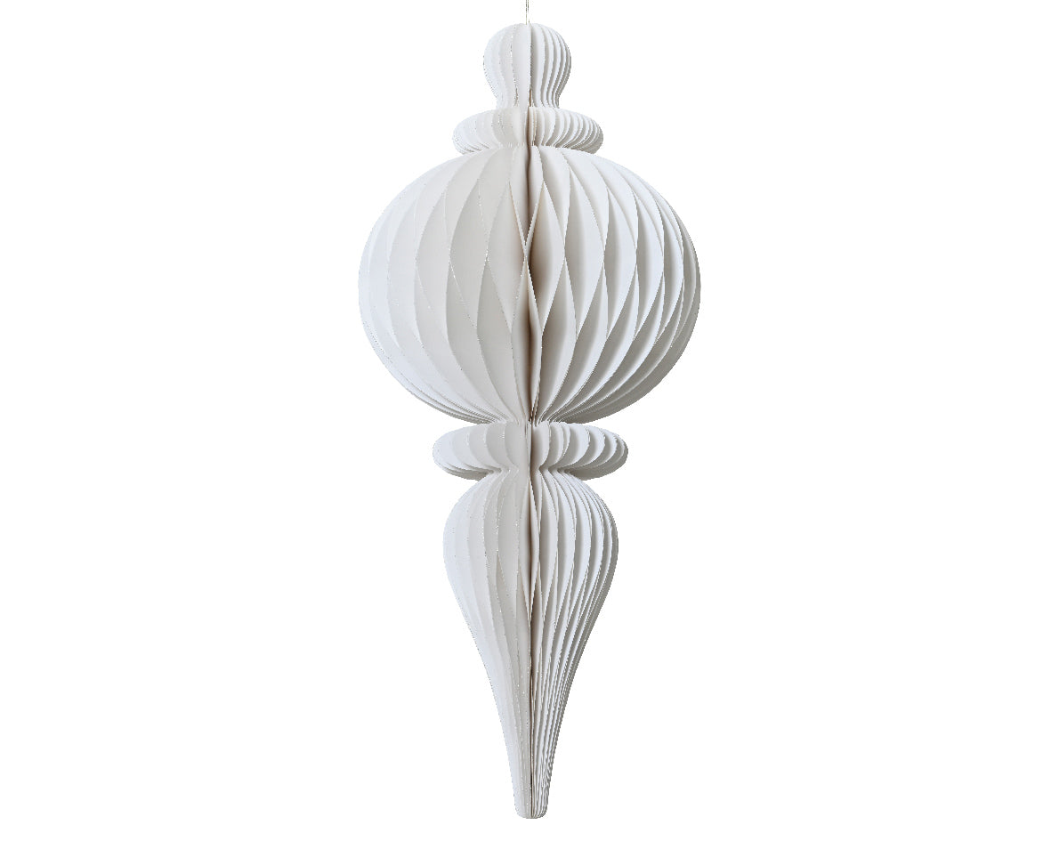 White Ornamental Shape Paper Hanging Dec - 80cm H