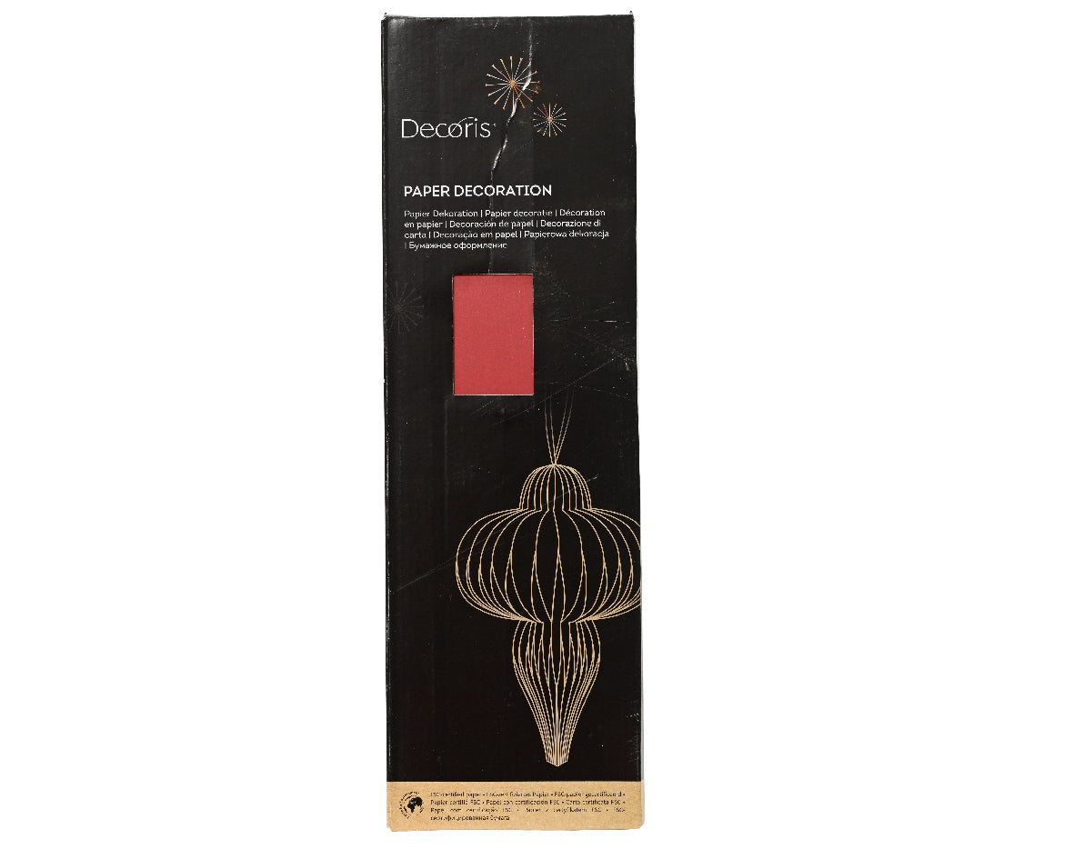 Red Ornamental Paper Decoration with Gold Glitter Edging - 40cm H