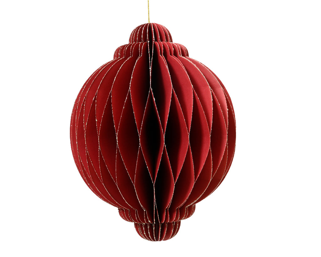 Red Onion Shaped Paper Hanging Dec - 15cm High