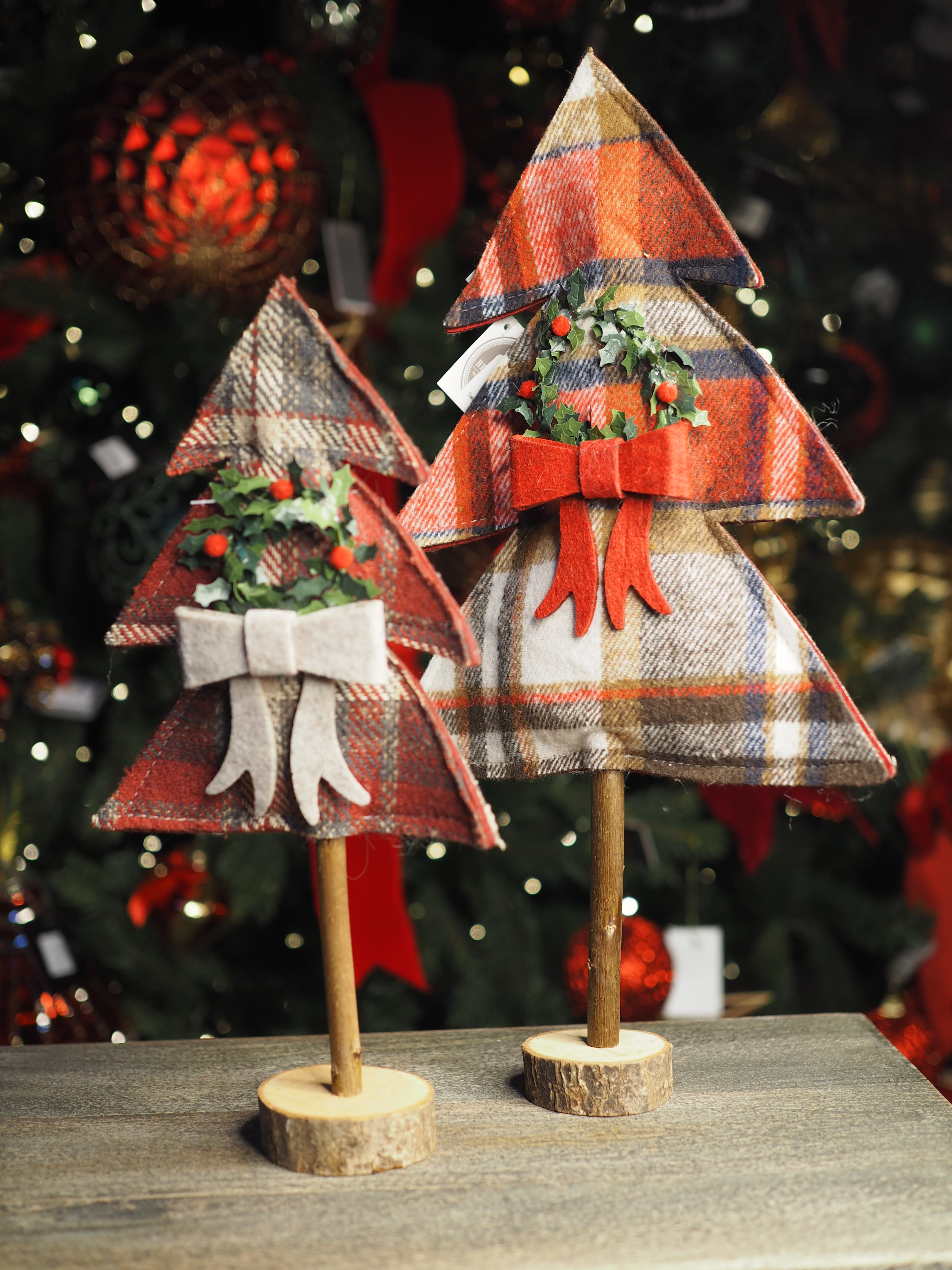 Tartan freestanding Christmas trees