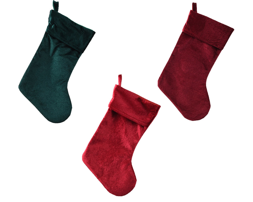 Christmas Velvet Style Stocking 3 ass