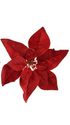 Velvet clip on poinsettia with glitter edging
