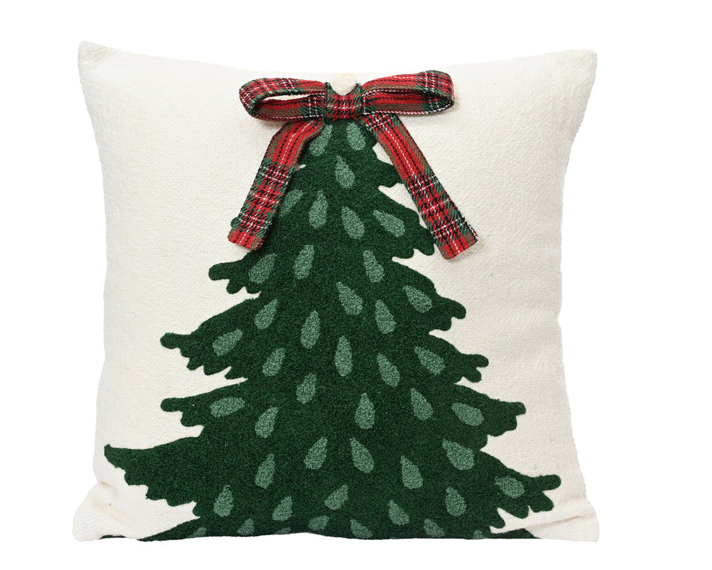 Cushion with Tree and Tartan Bow
