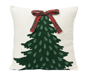 Cushion with Tree and Tartan Bow