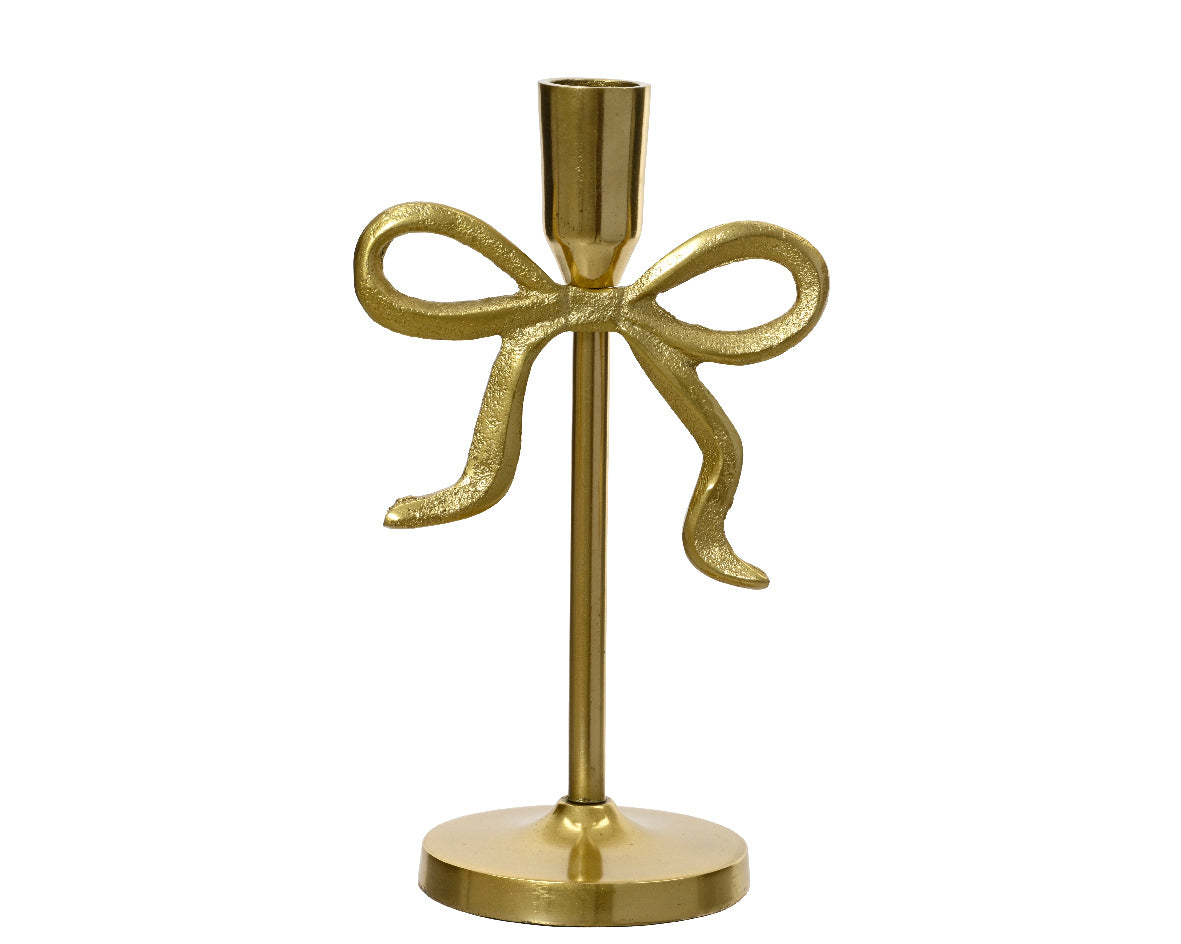 Gold Candleholder with Bow Detail