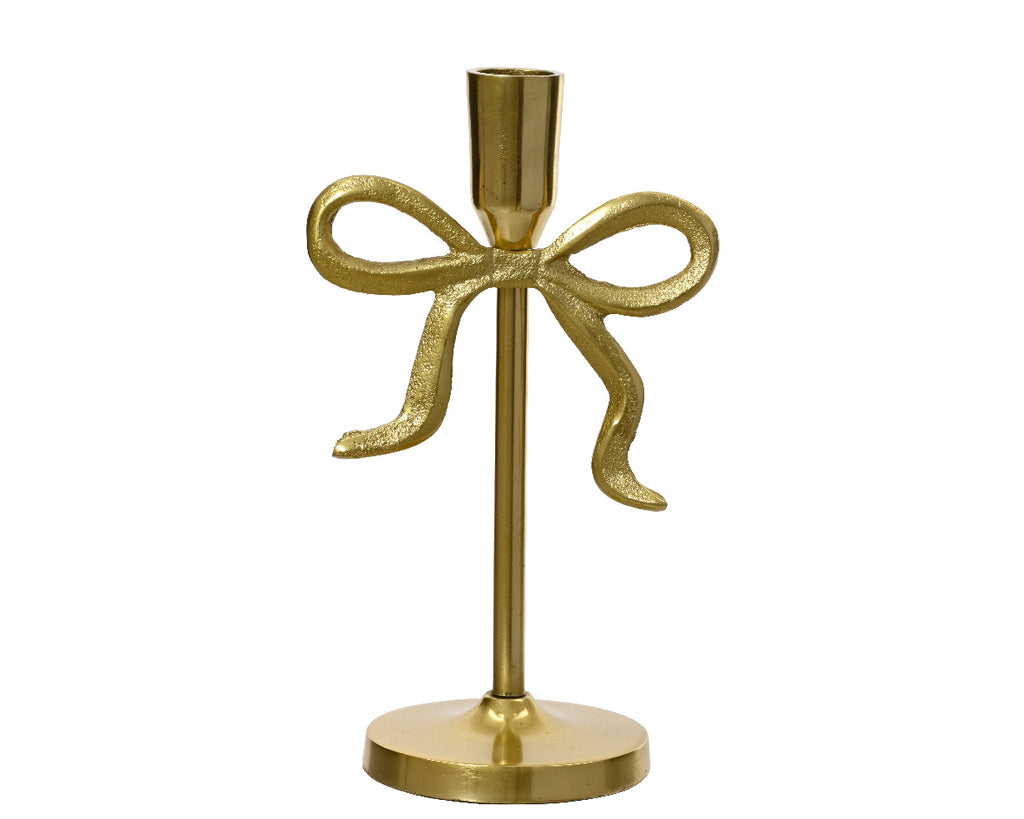 Gold Candleholder with Bow Detail