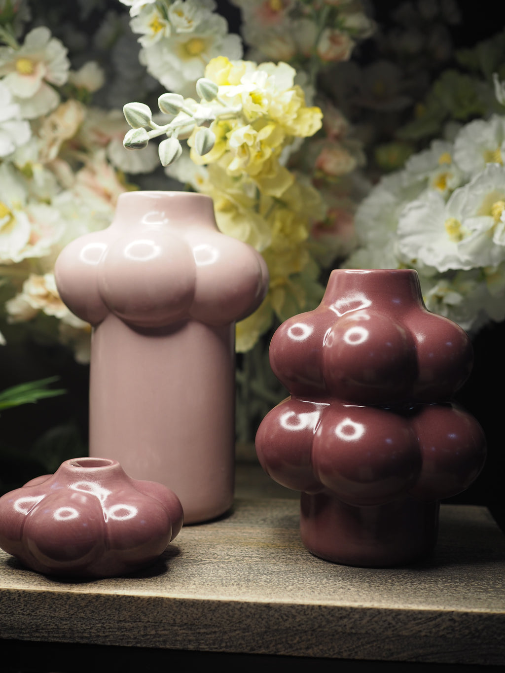 Aubergine bubble style candle holder