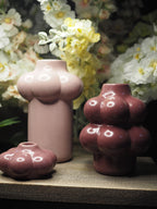 Aubergine bubble style candle holder