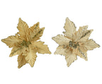 Clip on gold poinsettia with glitter centre