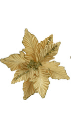 Clip on gold poinsettia with glitter centre