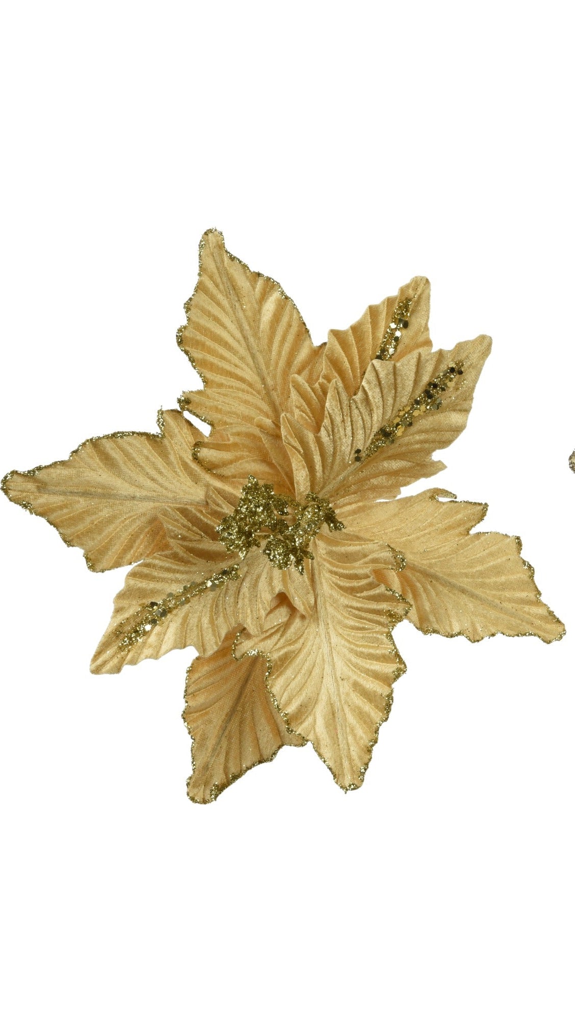 Clip on gold poinsettia with glitter centre