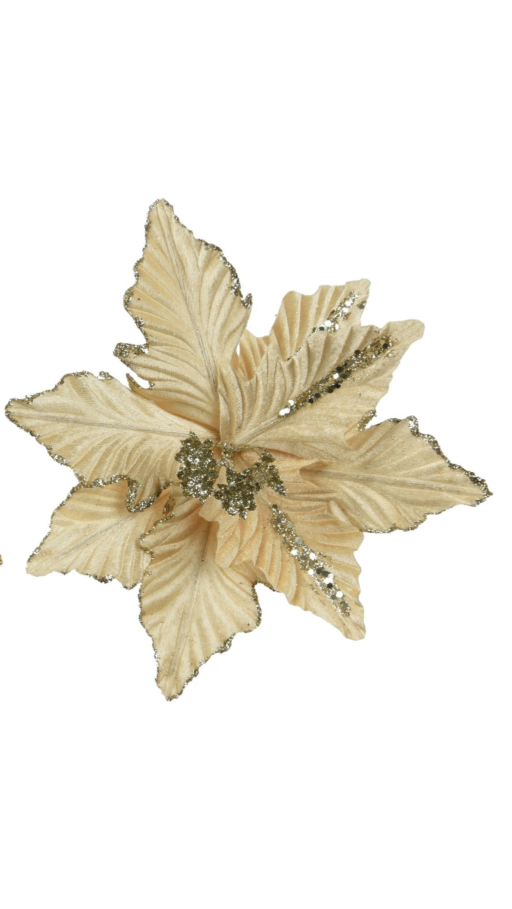 Clip on gold poinsettia with glitter centre