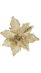 Clip on gold poinsettia with glitter centre