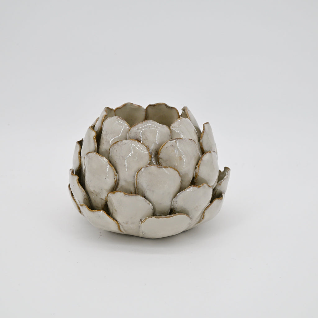 Natural stoneglazed artichoke candle holder