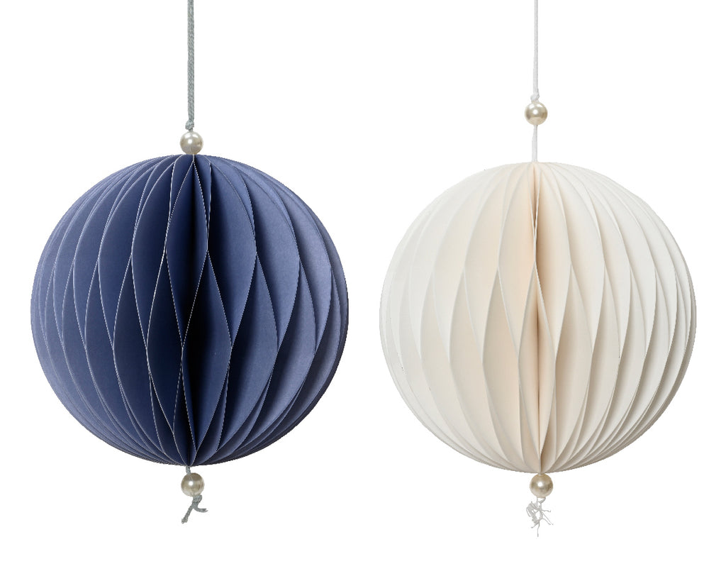 Paper sphere honeycomb decoration with pearl detail (2 colours)
