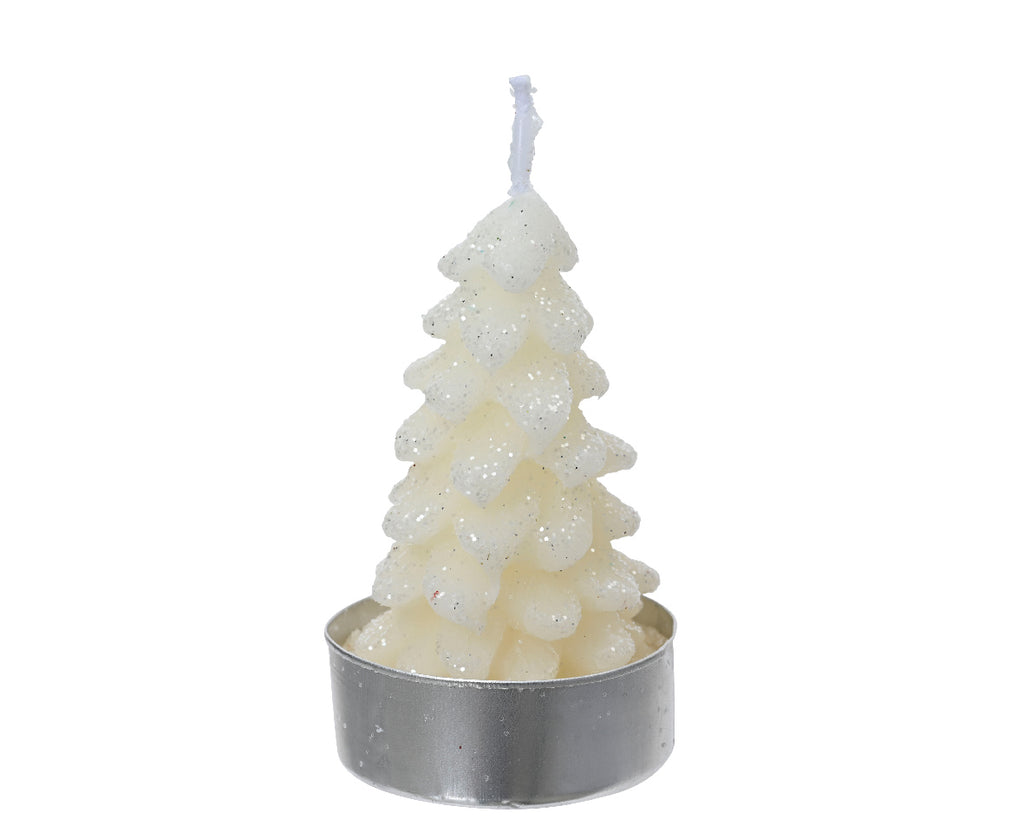 Glittered mini Christmas tree wax tealights