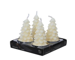 Glittered mini Christmas tree wax tealights