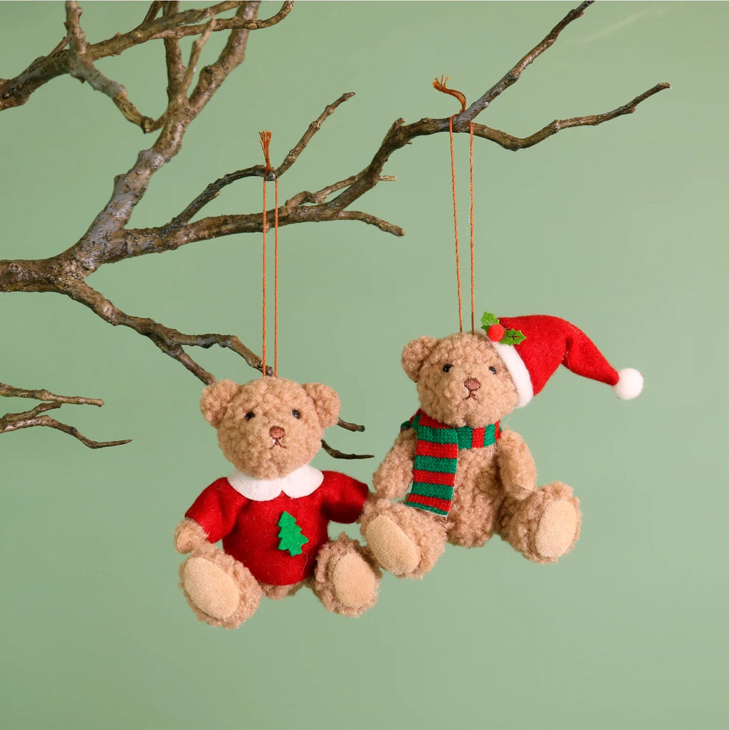 Festive hanging bear - sitting