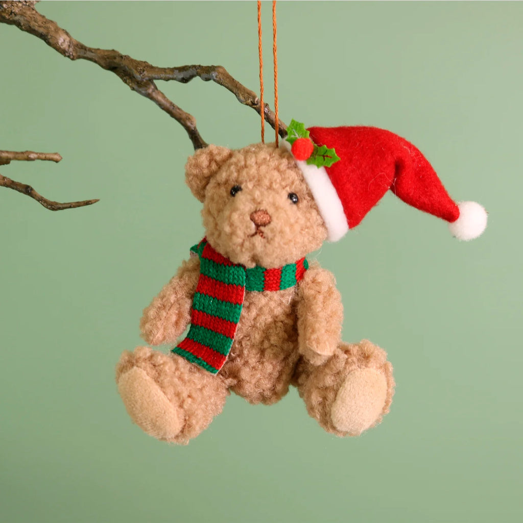 Festive hanging bear - sitting