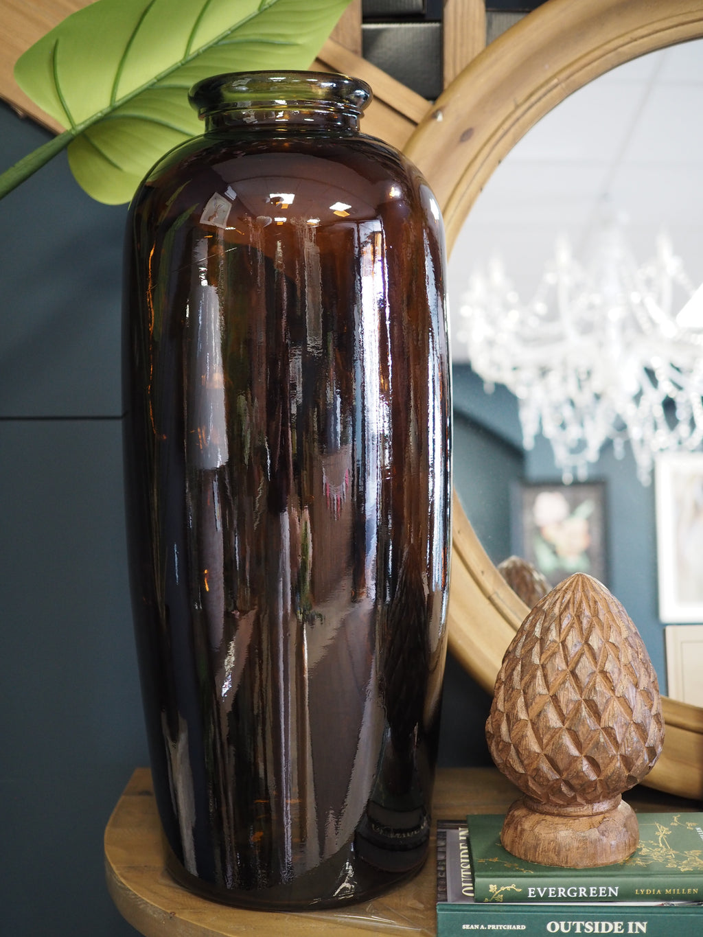 Tall Brown Recycled Glass Vase