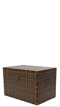 Checked trunks with bronze accessories