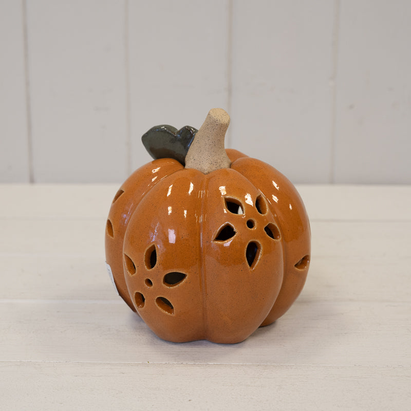 Ceramic LED cutout detail pumpkin with timer