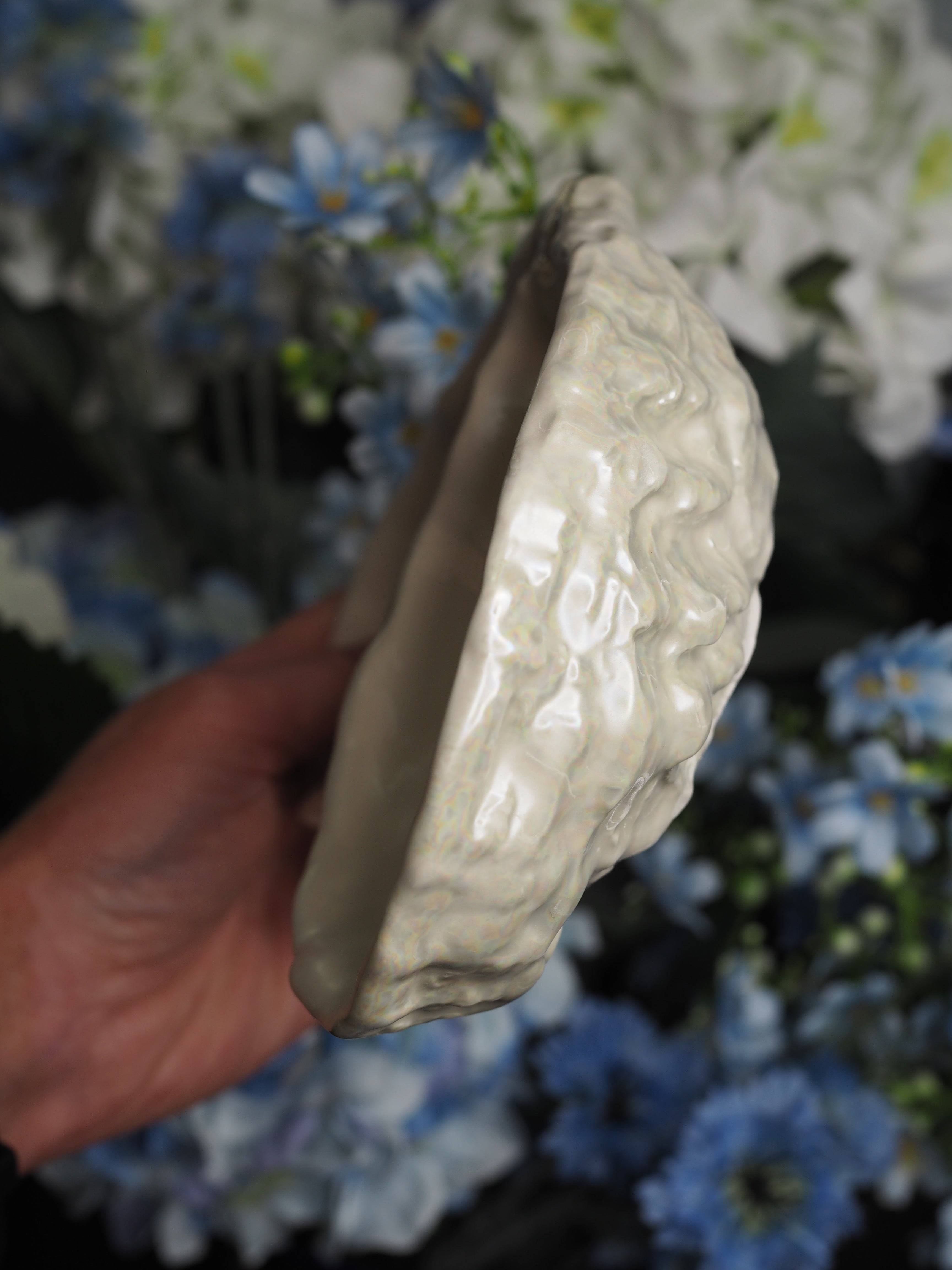 Pearlescent seashell trinket dish