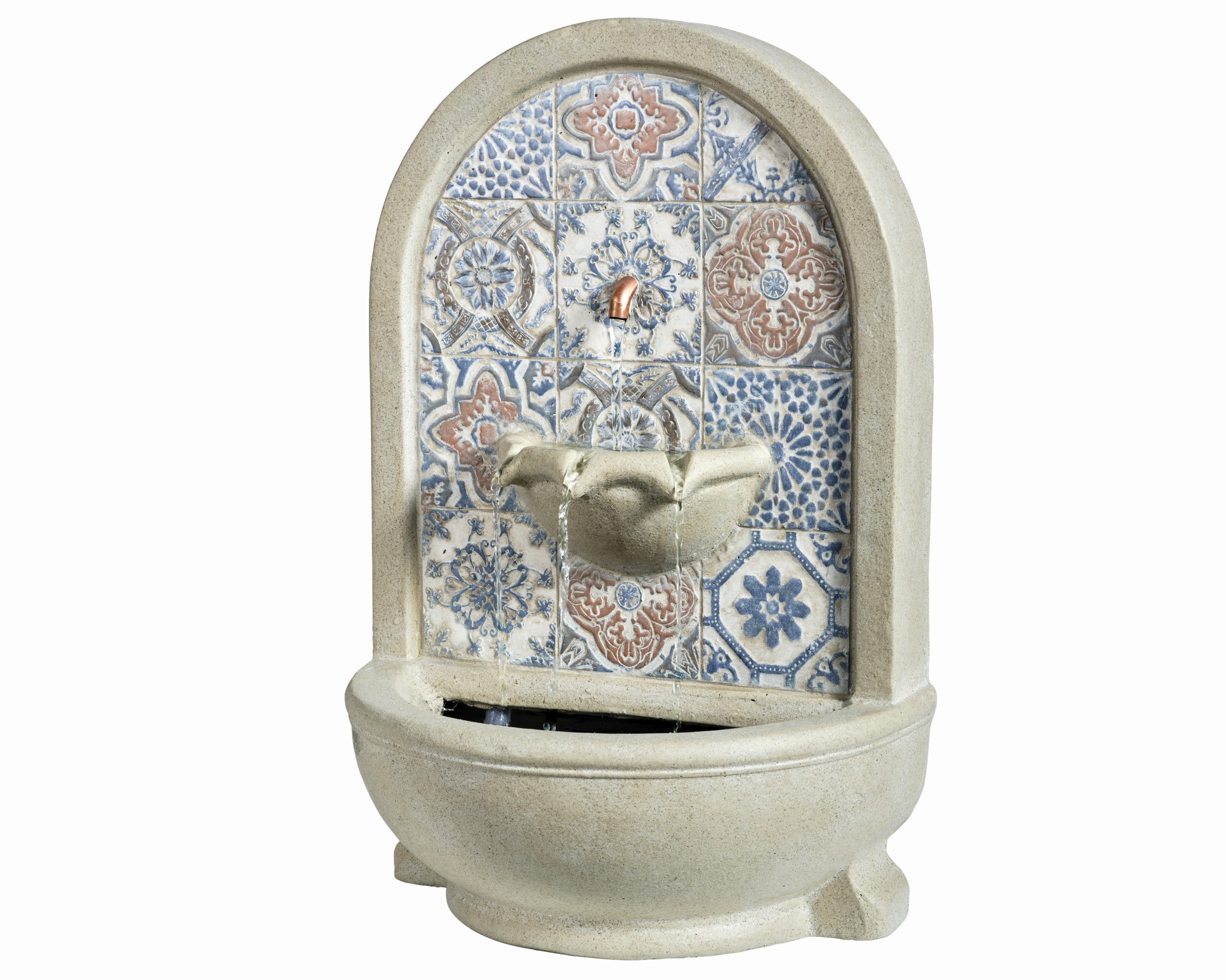 Mosaic tile outdoor water fountain
