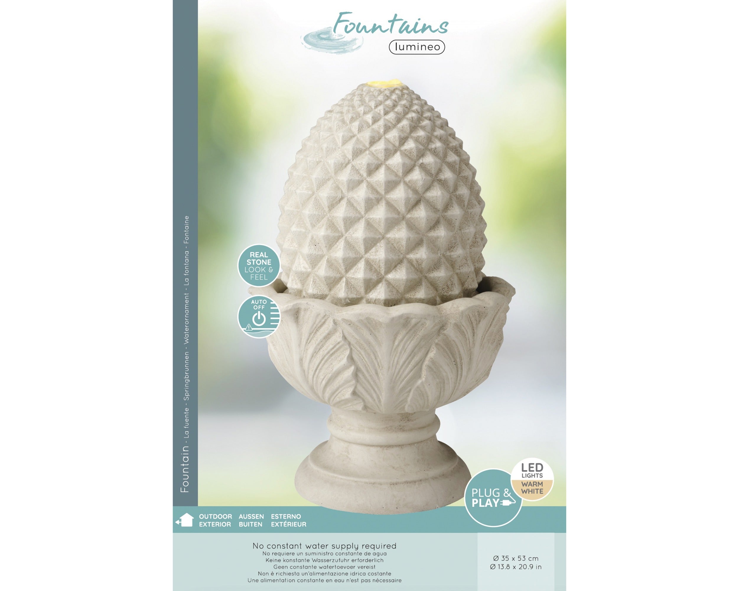 Light up artichoke outdoor water fountain