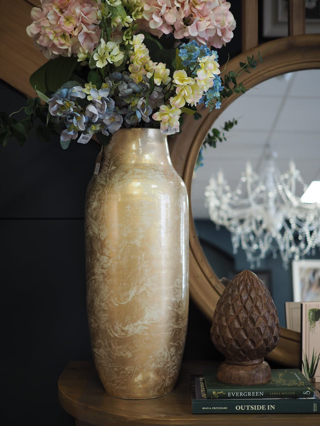 Gold glazed vase with mottled effect