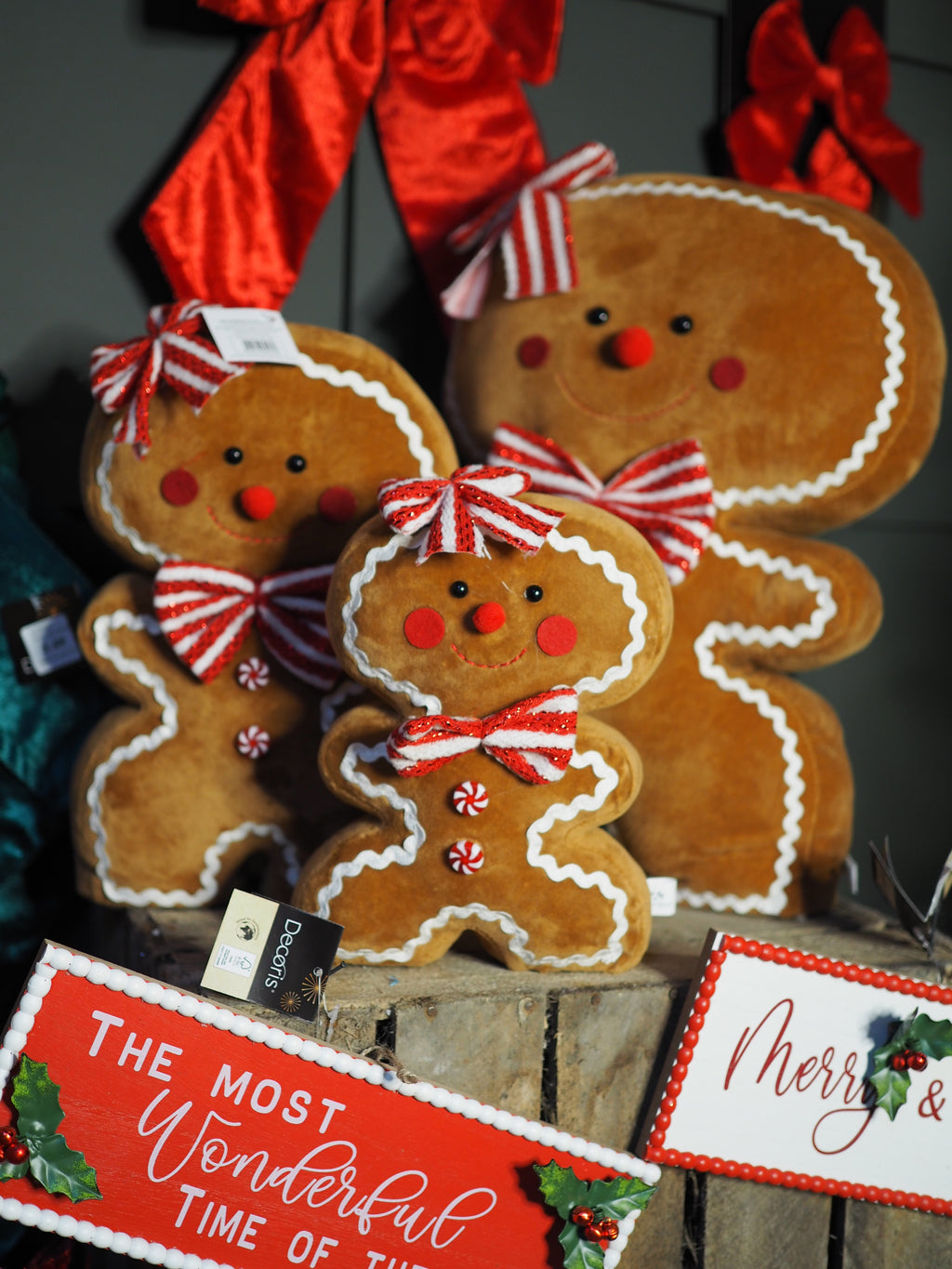 Medium plush gingerbread man with bows