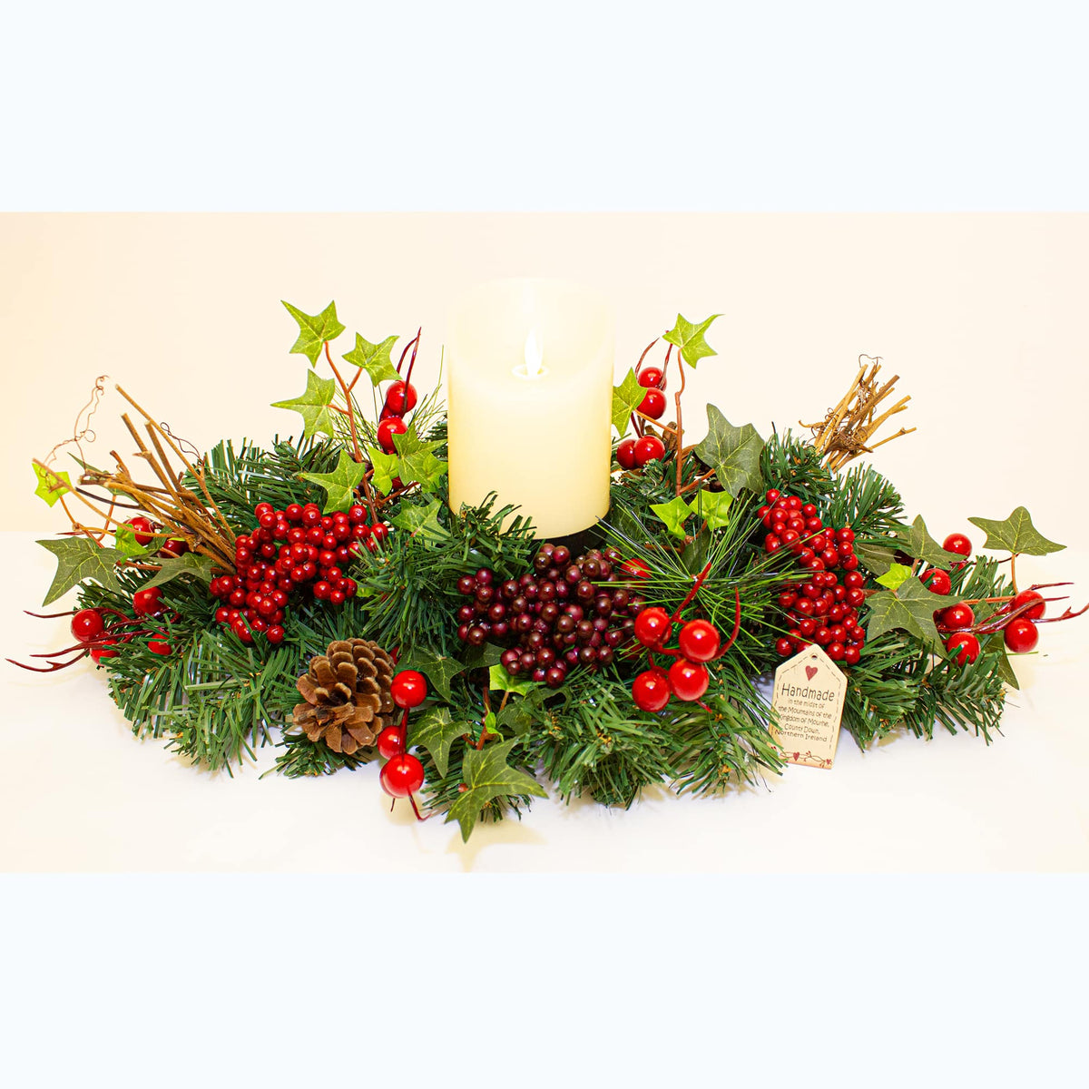 Woodland berry candle arrangement