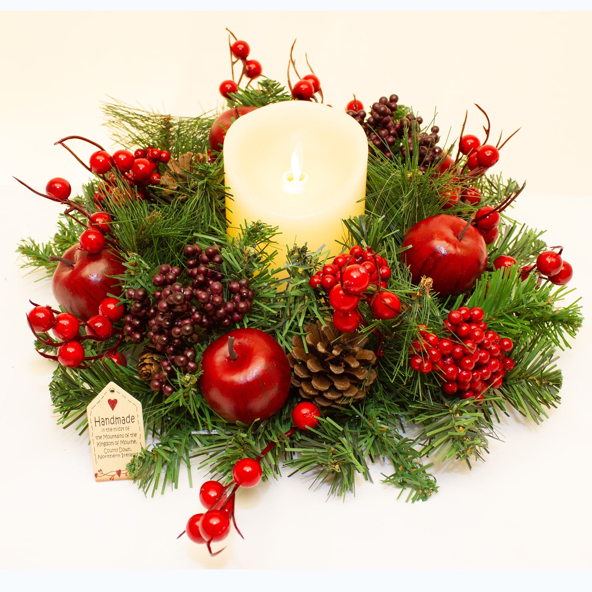 Luxury apple and berry candle wreath