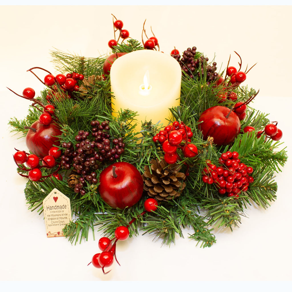 Luxury apple and berry candle wreath