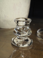 Clear glass short candlestick