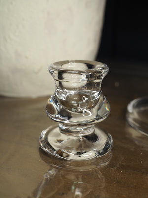 Clear glass short candlestick