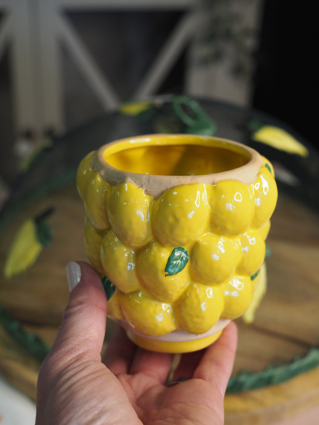 Lemons stoneware mini pot cover