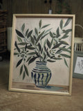 Olive branches vase framed print