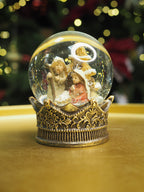 Nativity in gold crown snow dome