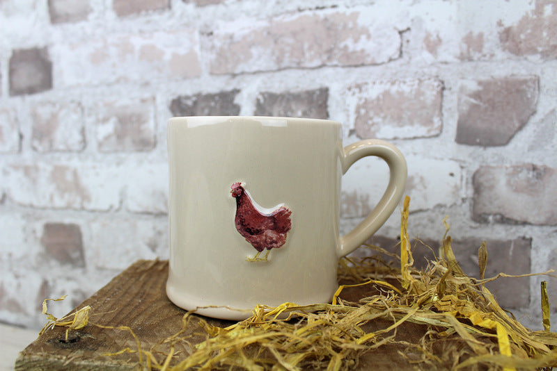 Chicken embossed stoneware mug