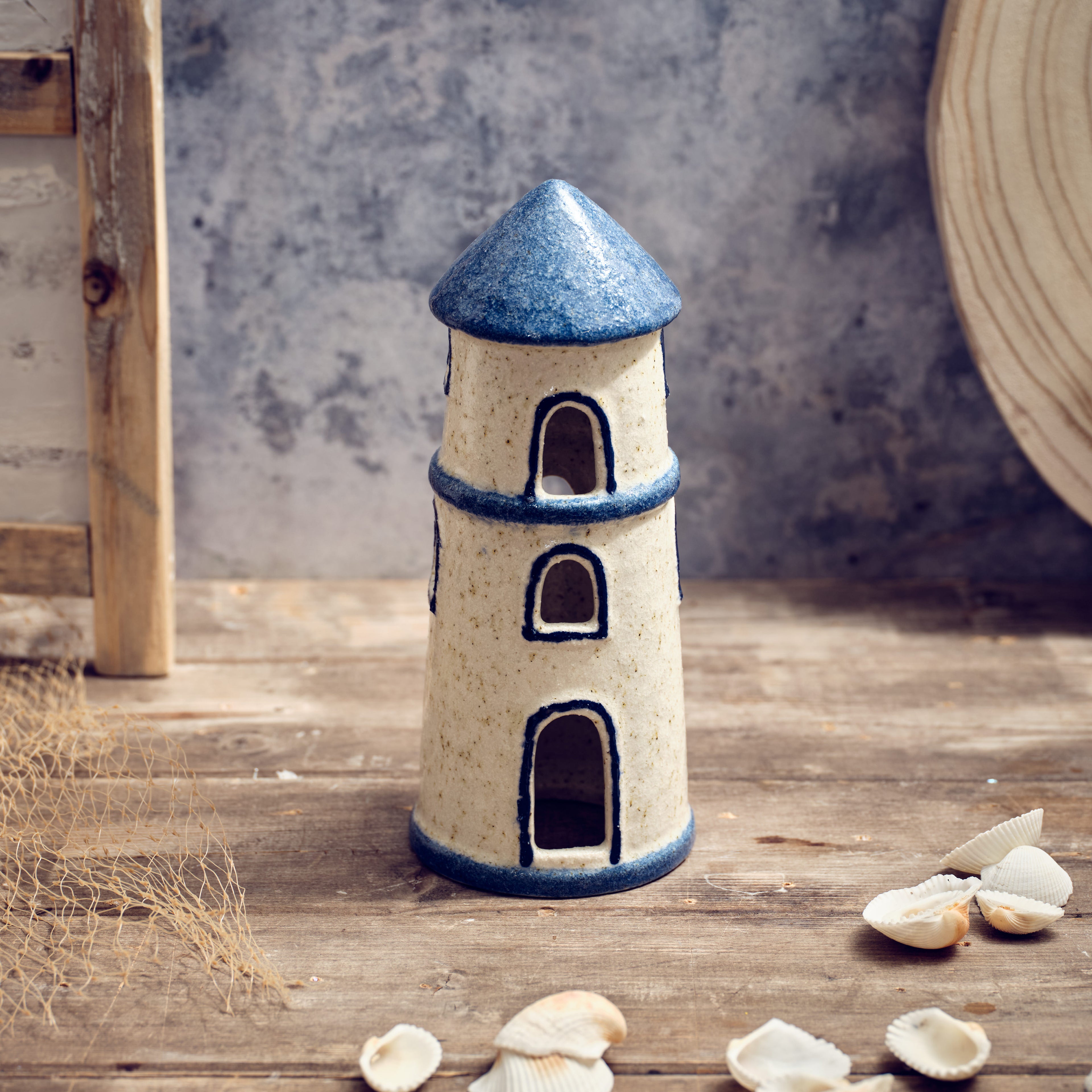 Blue lighthouse ornament