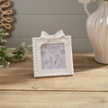 White bow beaded 4x4 photo frame