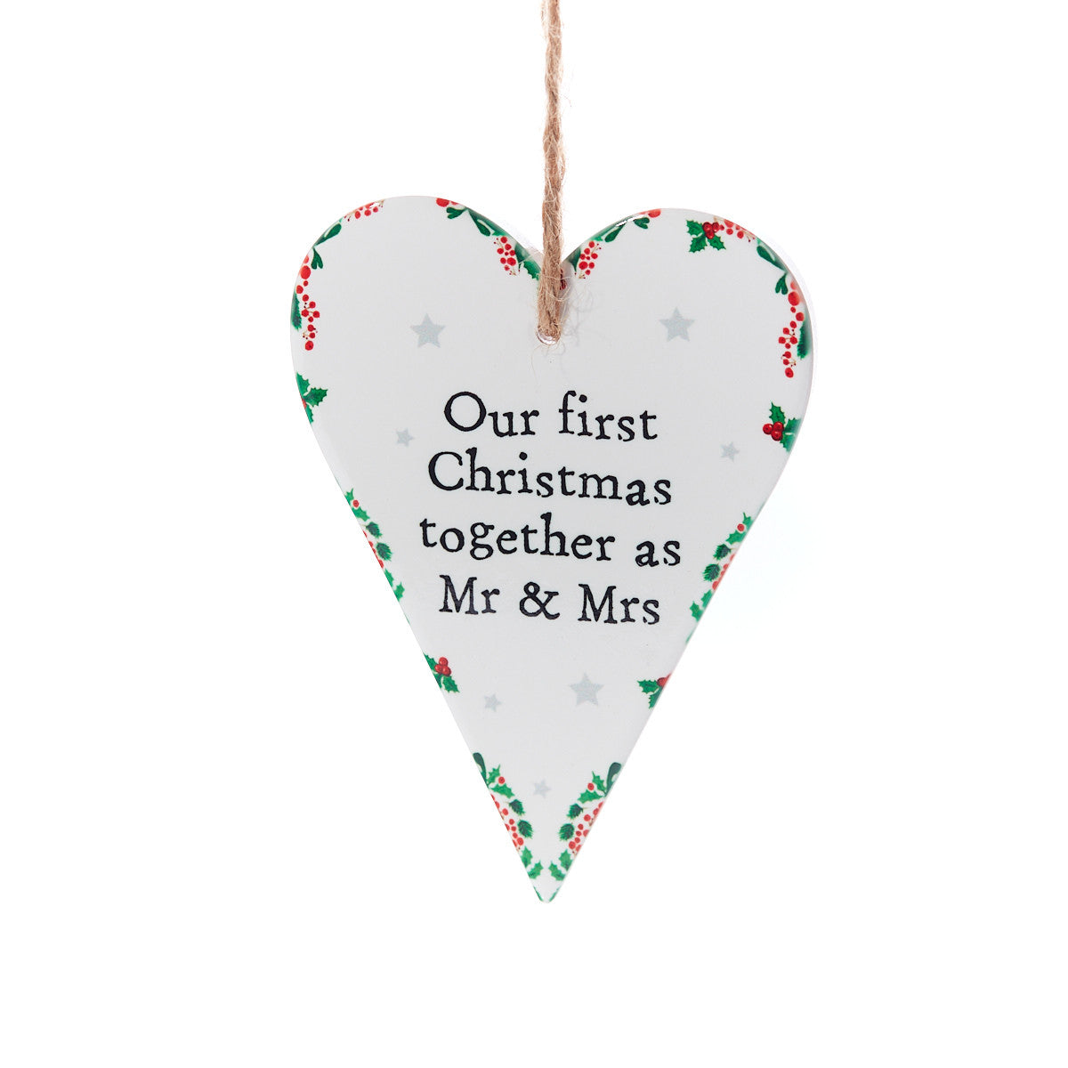 Mr & Mrs ceramic Christmas hanging dec