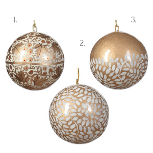 Handpainted recycled paper gold bauble (7cm)
