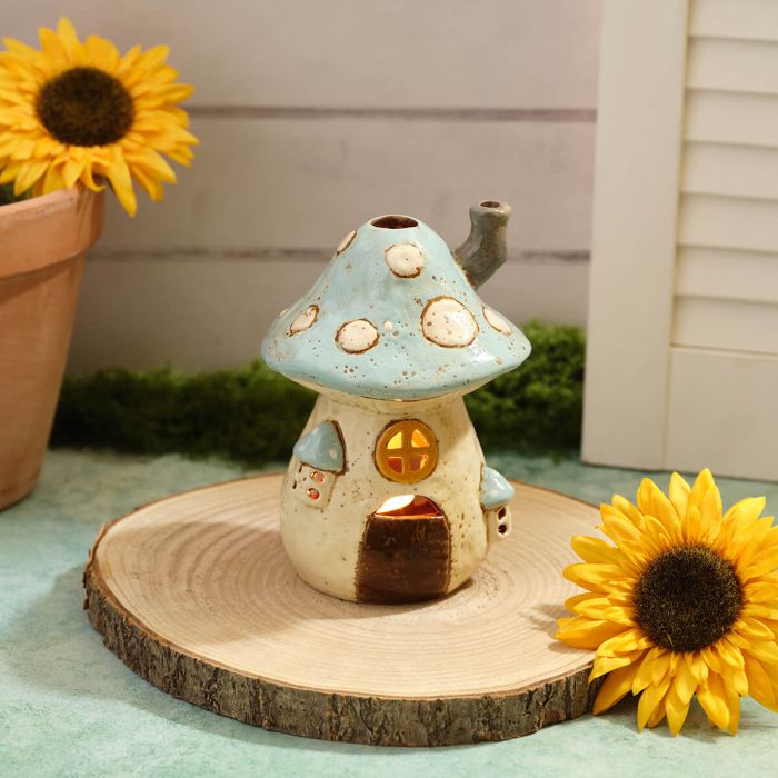 LED stoneware toadstool house