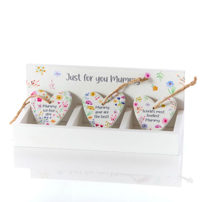 Floral mummy ceramic hanging hearts