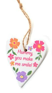 Ceramic heart 'mummy' hanging decs