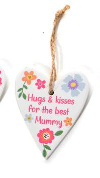Ceramic heart 'mummy' hanging decs