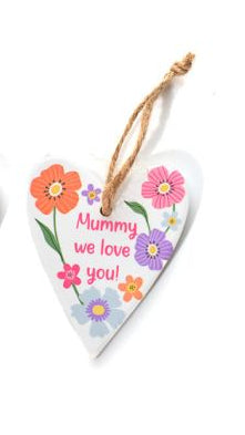 Ceramic heart 'mummy' hanging decs